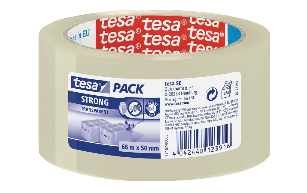 tesa Ruban adhésif strong 50 mm x 66 m, 1 rouleau Transparent