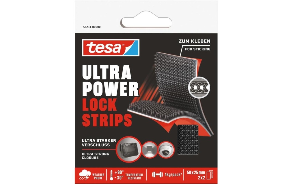 TESA Ultra Power Lock Strips Fix. (4 pces)