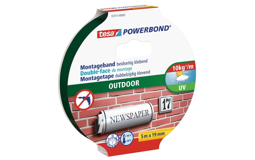 TESA Bande montage Outdoor 5mx19mm (5 pces)