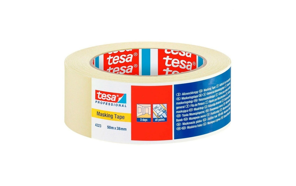 tesa Ruban de masquage universel en crêpé 50 m x 38 mm, chamois