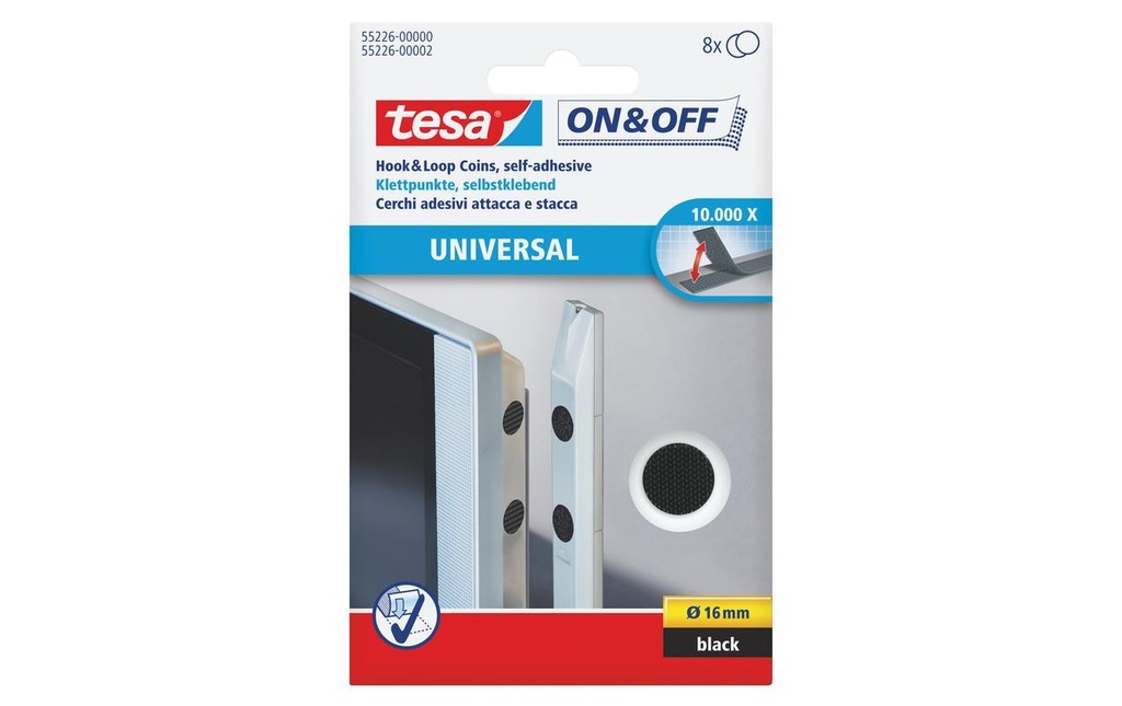 [151552269] TESA Pastil.velco on&off Ø16mm noir (8 pces)