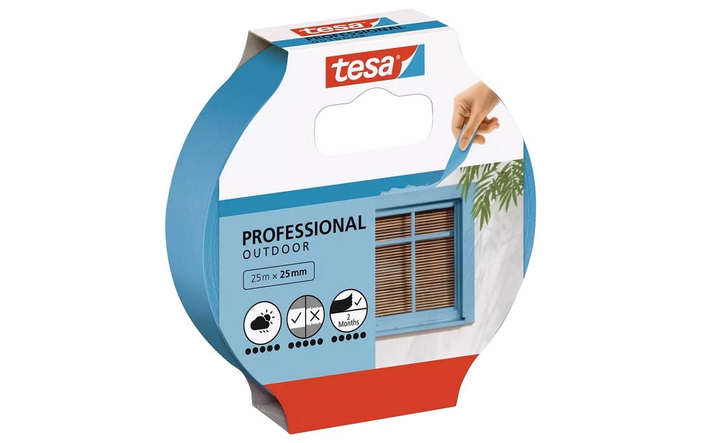 tesa Ruban adhésif Professional Outdoor 25 mm x 25 m, Bleu