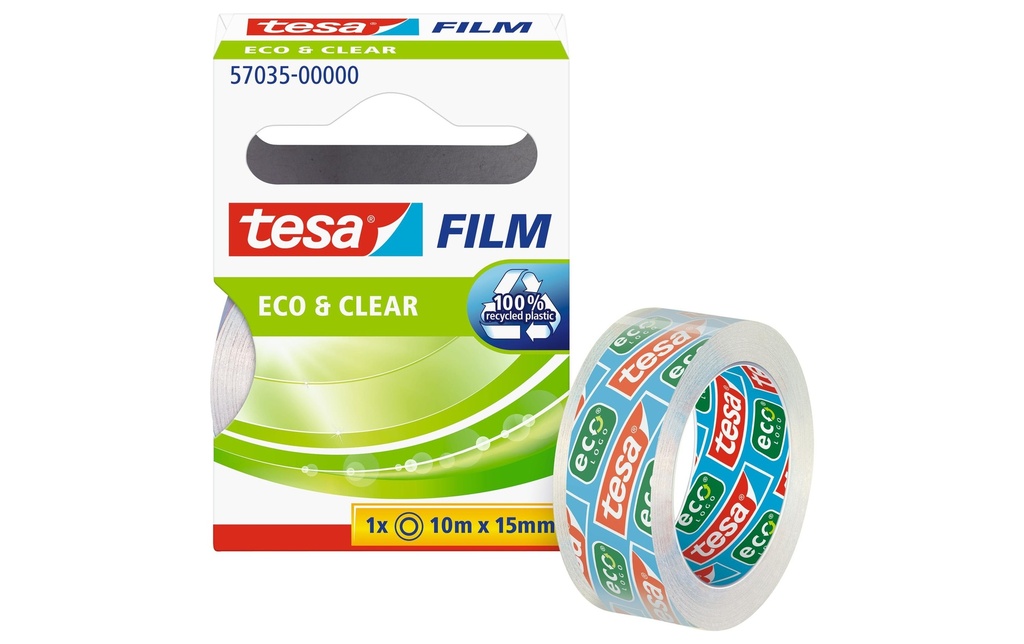 tesa Ruban adhésif Eco&Clear 15 mm x 10 m, Transparent
