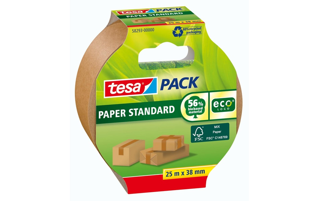 tesa Ruban adhésif Papier Standard ecoLogo 38 mm x 25 m, Brun