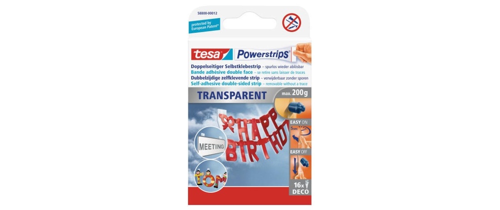 TESA Powerstrips déco transparent (16 pces)