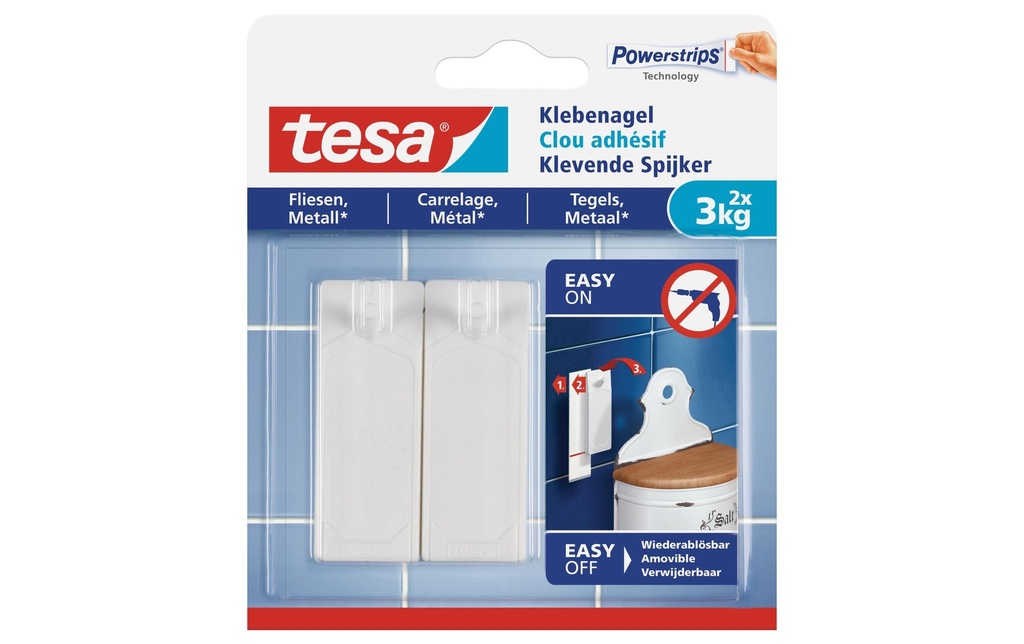 TESA Powerstrips carrelage clou 3kg (2 pces)