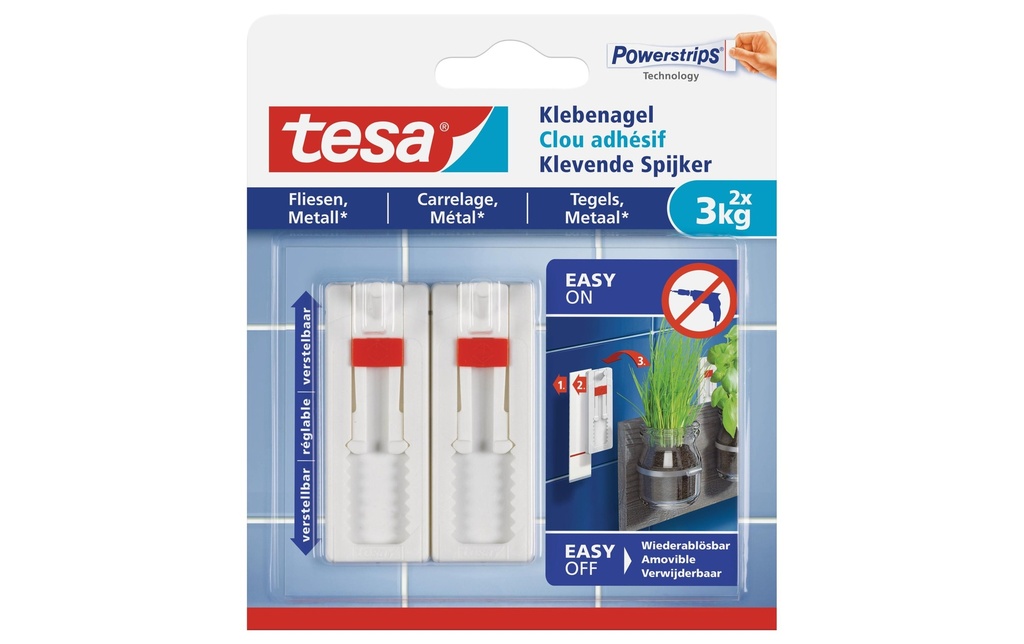 TESA Powerstrips clou réglable 3kg (2 pces)