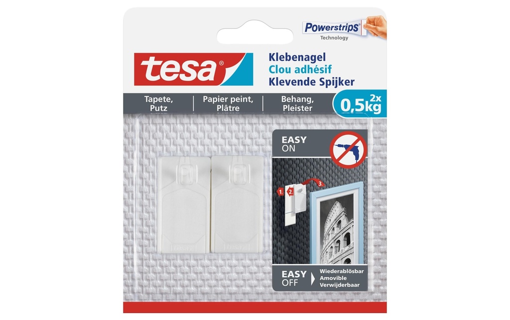TESA Powerstrips clou tap.&cré. 0.5 (2 pces)