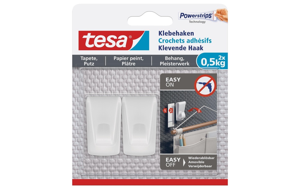tesa Vis à coller pour papier peint & crépi 0.5 kg, Blanc