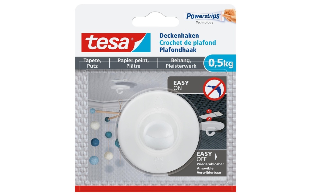 tesa pour le papier peint et le plâtre 0.5 kg 0.5 kg, Blanc