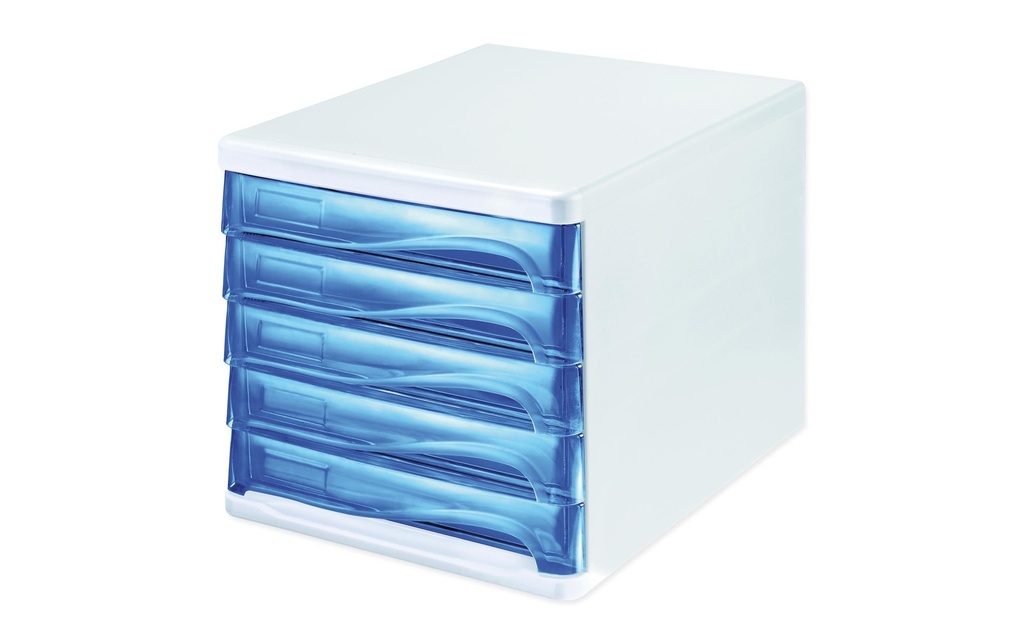 HELIT Box tiroirs 5casier blan/t.ble