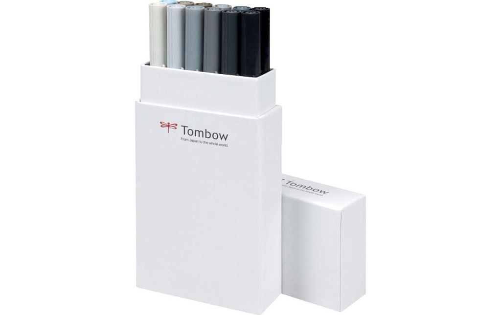 TOMBOW Tombow brush pen teintes gris (12 pces)