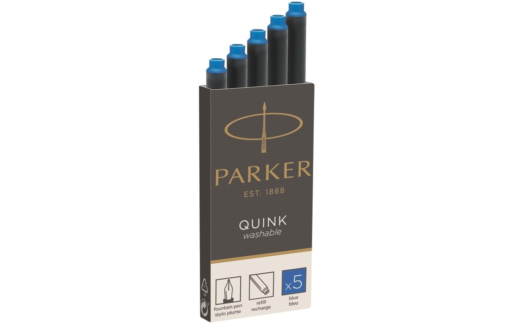 PARKER Cartouche d'encre Quink bleu r (5 pces)