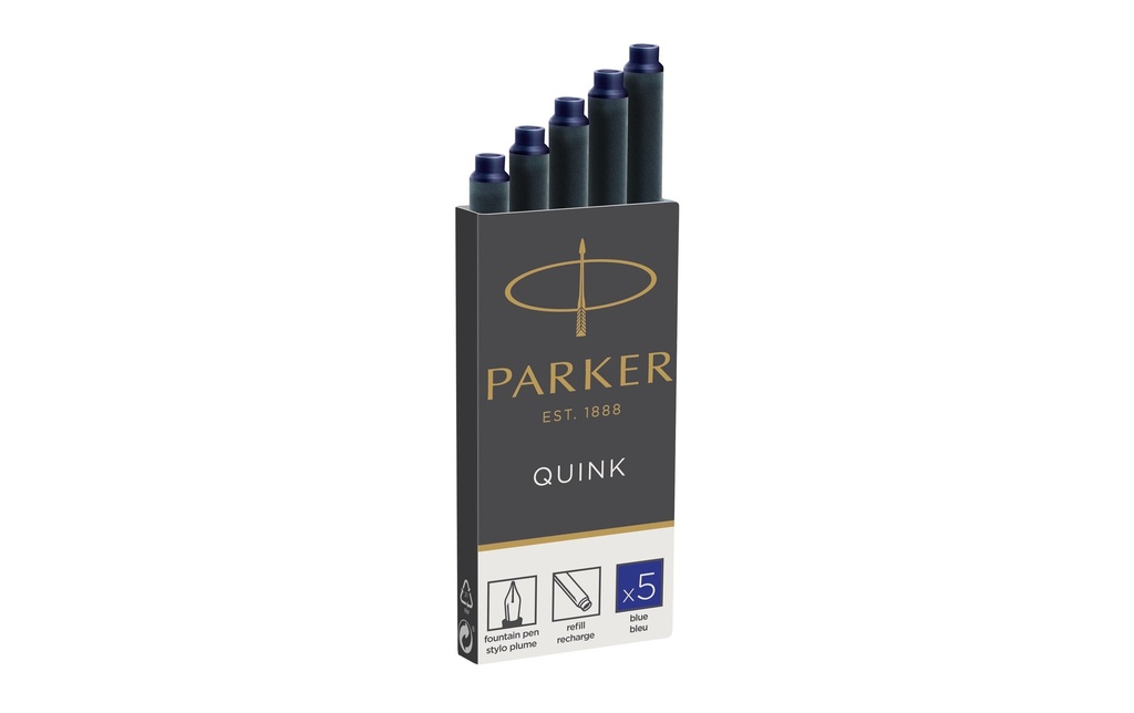 PARKER Cartouche d'encre Quink bleu (5 pces)
