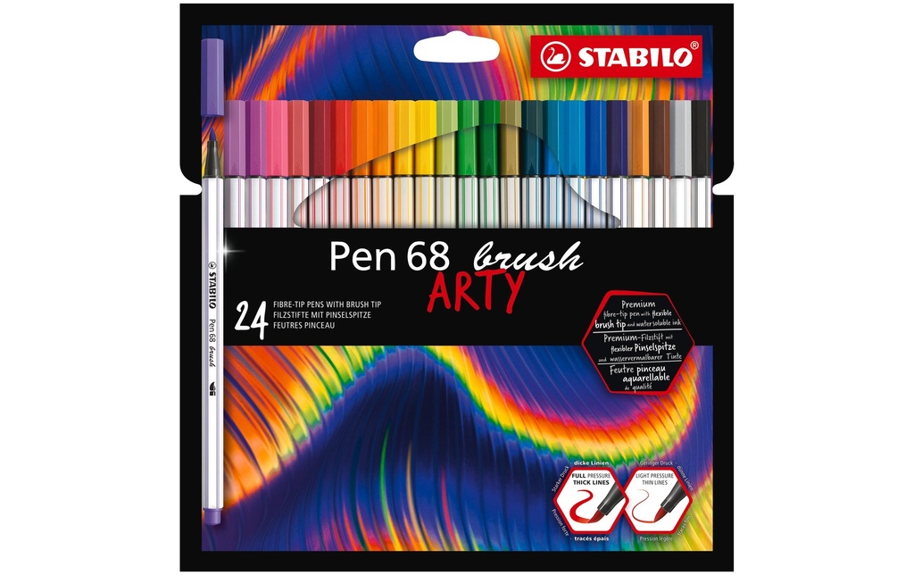 STABILO Pen 68 brush ARTY étui en cart (24 pces)
