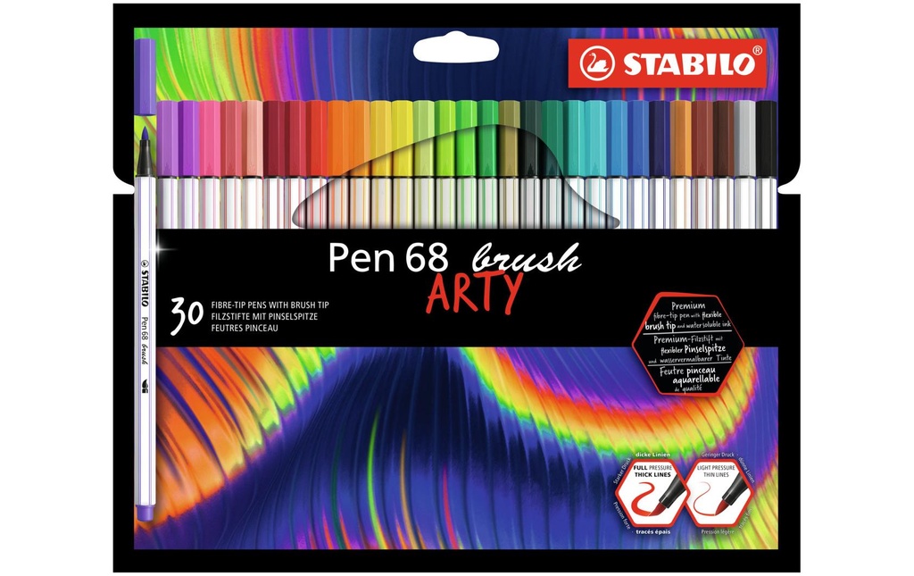 STABILO Pen 68 brush ARTY étui en cart (30 pces)