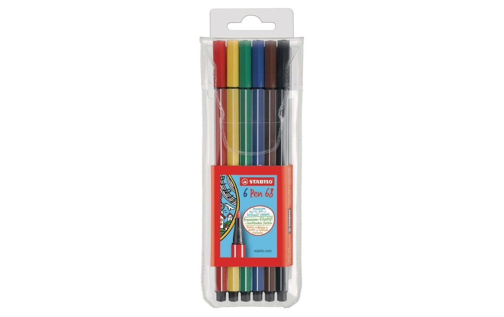 STABILO Pen 68 étui plastique (6 pces)