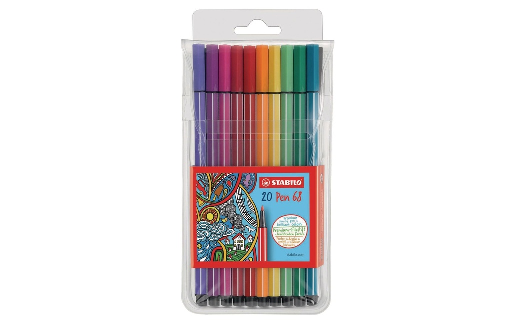 STABILO Pen 68 étui plastique (20 pces)