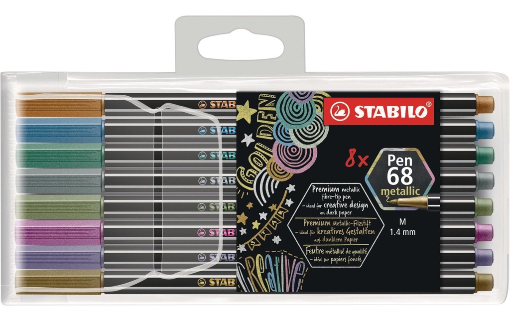 STABILO Pen 68 métallisé étui plastiqu (8 pces)