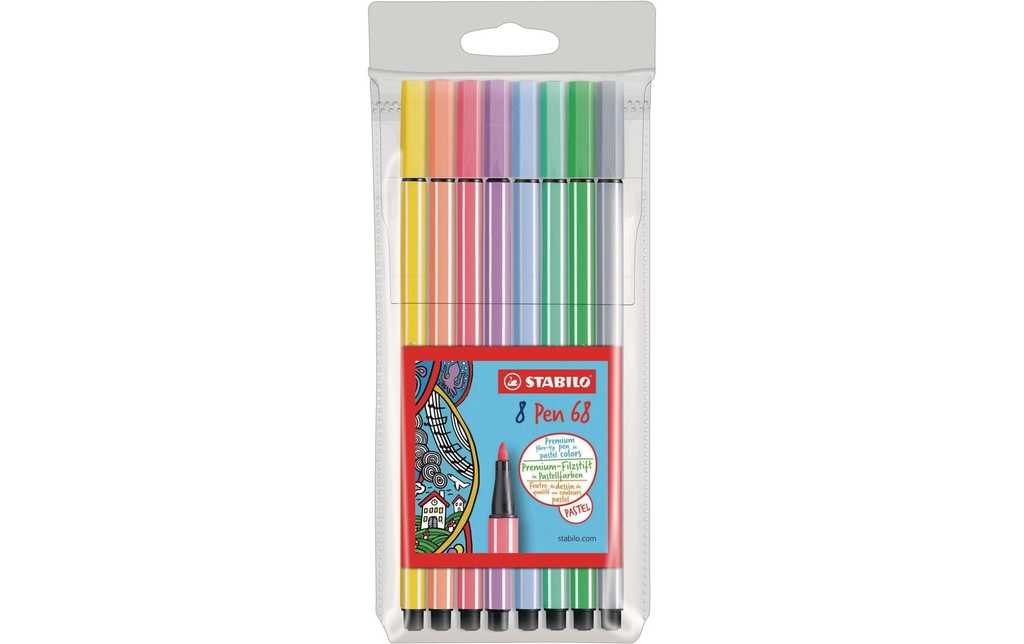 STABILO Pen 68 pastel, étui (8 pces)