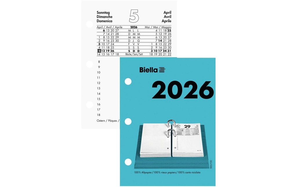 BIELLA Bloc calendr.petit 1J/1P gris