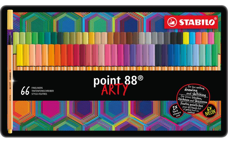 STABILO Point88 ARTY étui en métal (66 pces)