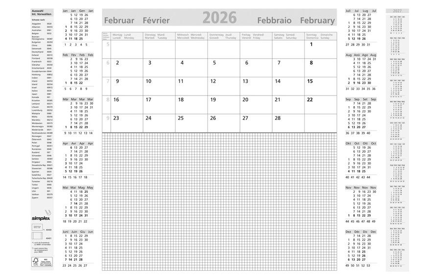 Simplex Sous-main 12 feuilles mensuelles 59.4 x 42 cm