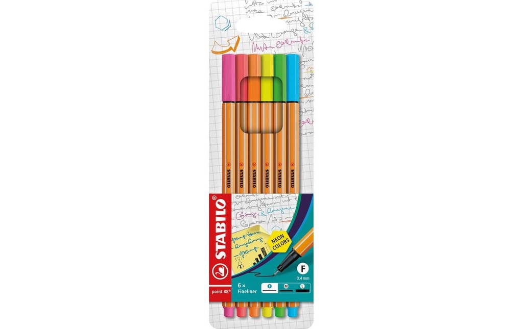 STABILO Point 88 Neon étui (6 pces)