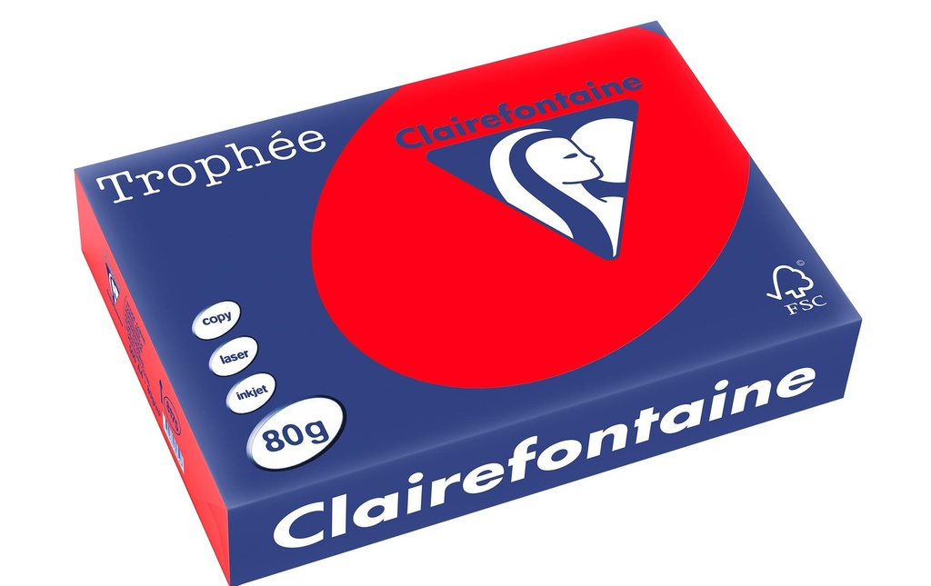 CLAIREFONTAINE Pap.copie A4 80g rouge corail (500 pces)
