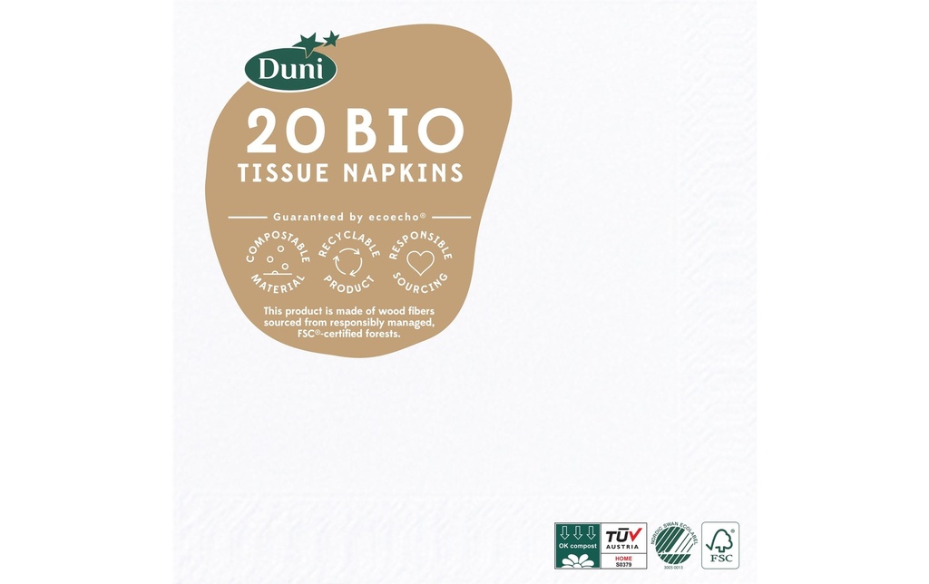 DUNI Serviettes 24x24cm blanc (20 pces)