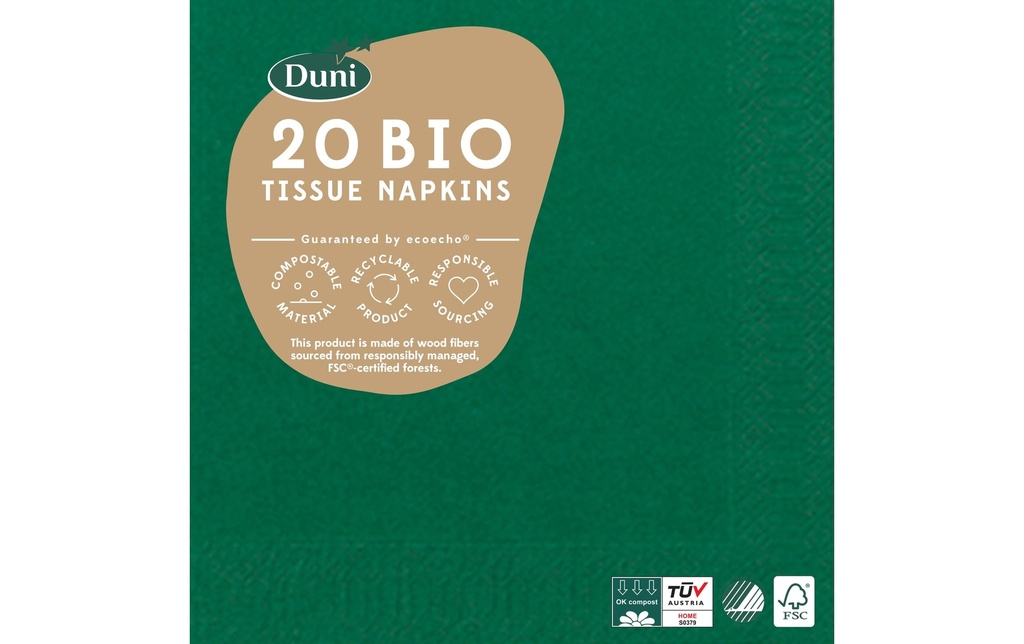 DUNI Serviettes 24x24cm vert fon (20 pces)