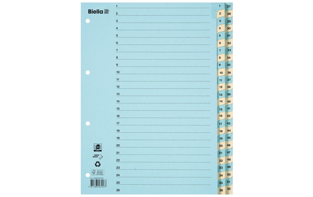BIELLA Répertoire A4 11 trous 1-52