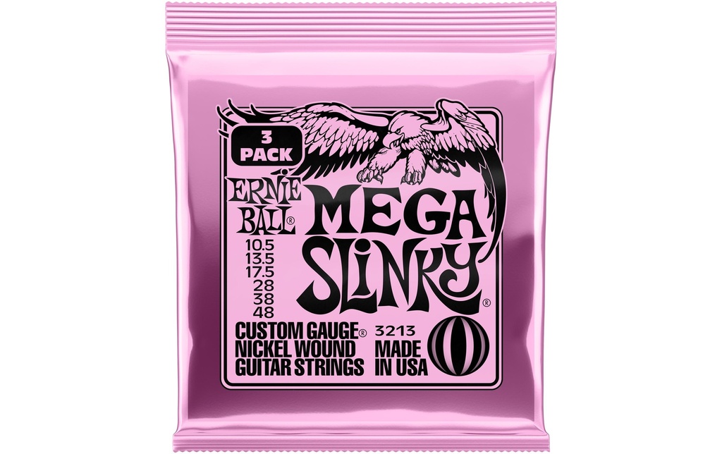 Ernie Ball Cordes de guitare 3213 Mega Slinky – 48-105, paquet de 3