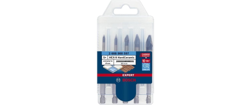 Bosch Professional Kits de forets Expert HEX-9 HardCeramic, 5 pièces
