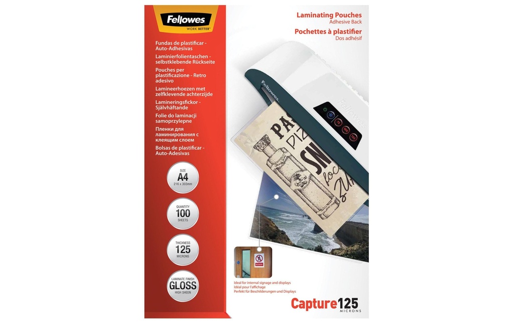 Fellowes Film laminé 125 microns, 100 pièces