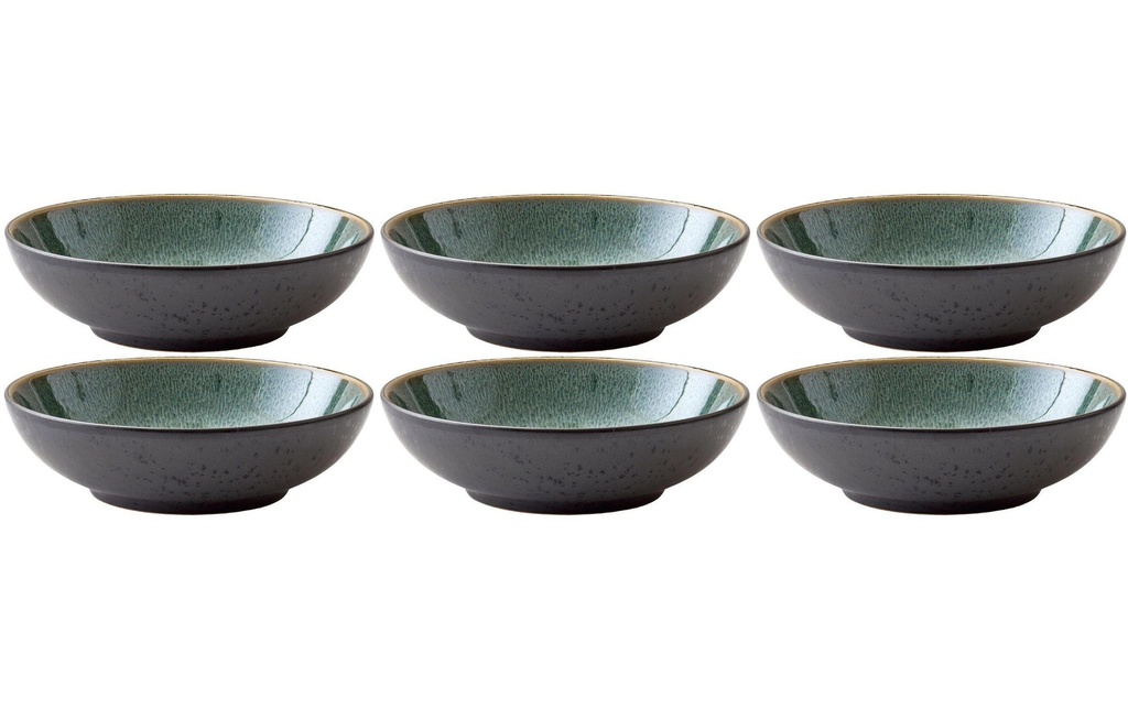 Bitz Assiette de soupe et de pâtes Ø 20 cm, 6 Pièce/s, Noir/Vert