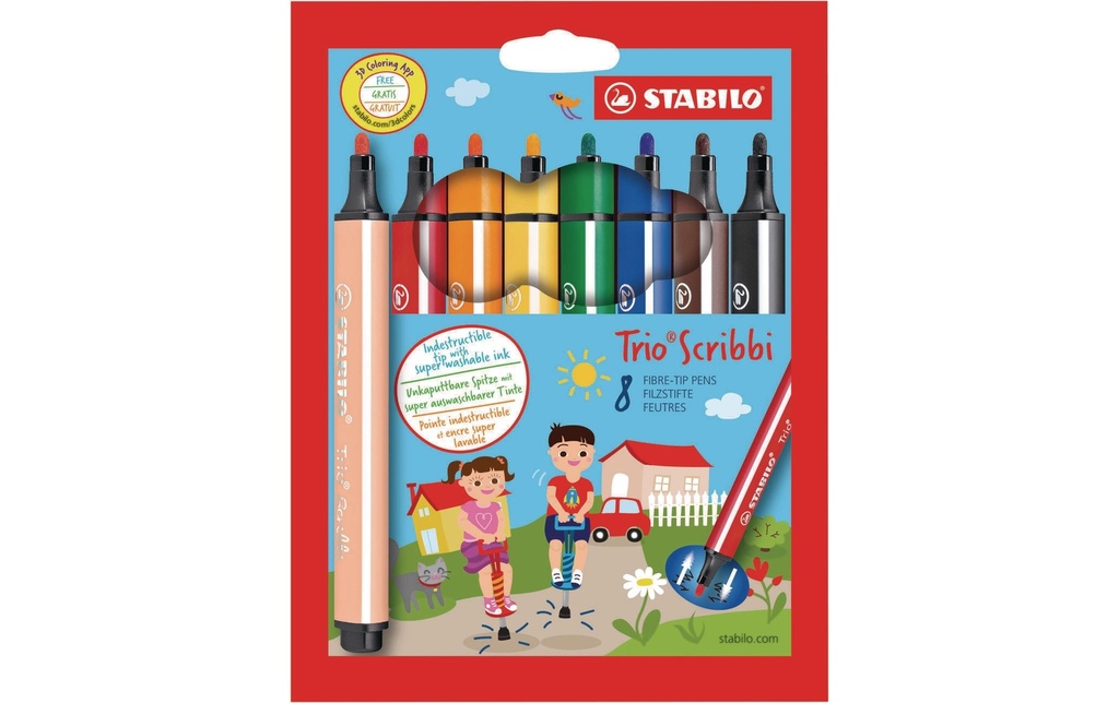 STABILO Feutres Trio Scribbi étui (8 pces)
