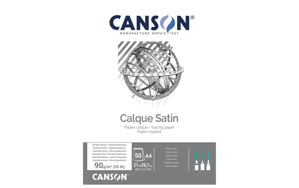 Canson Papier transparent A4, 90 g/m², 50 feuilles