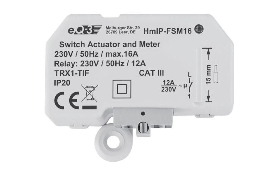 Homematic IP Smart Home Commutateur radio-actionneur de mesure 16 A encastré