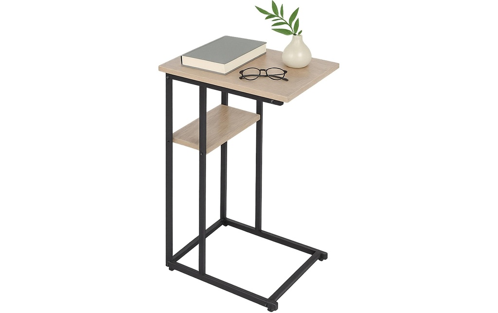 relaxdays Table d'appoint en forme de C 60 x 40 noir/brun clair