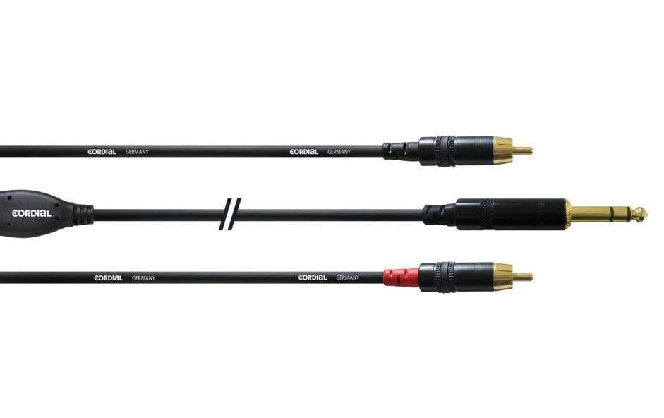 Cordial Câble audio CFY 1.5 VCC jack 6.3 mm - Cinch 1.5 m
