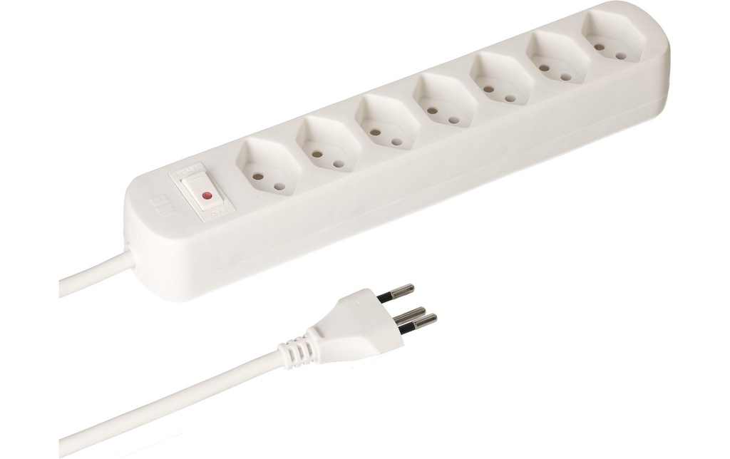 Max Hauri Bloc multiprises Basic Line 7x T13 Interrupteur, blanc