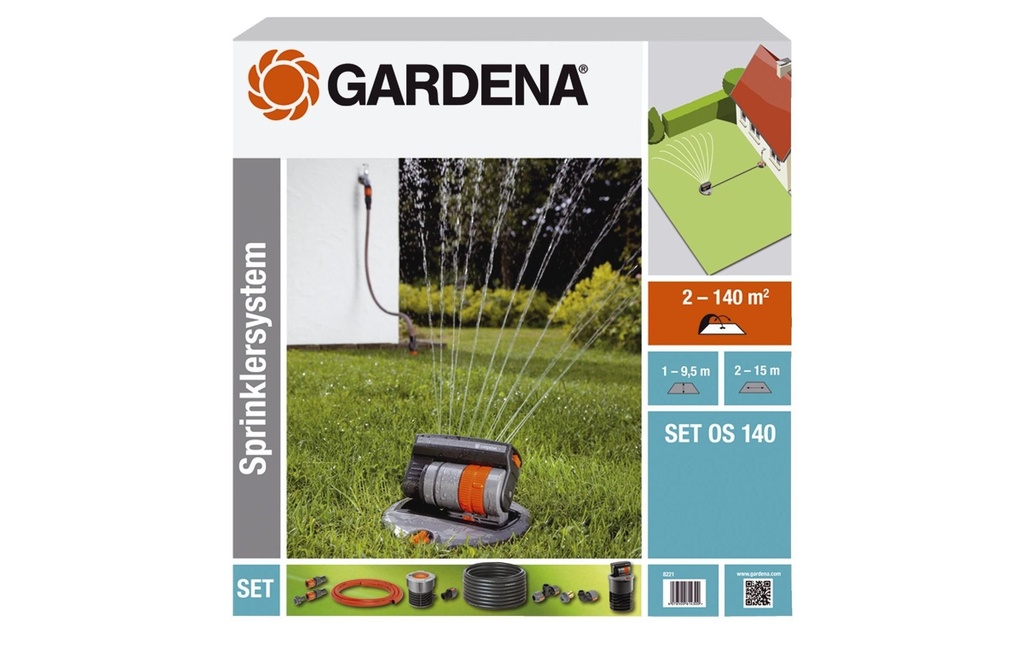 GARDENA Kit complet 8221 avec système d'arrosage rectangulaire OS 140