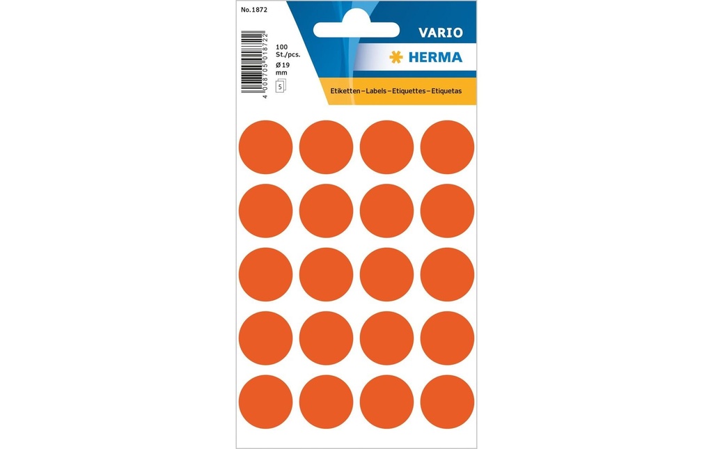 Herma Stickers Pastilles adhésives Vario Ø 19 mm, rouge