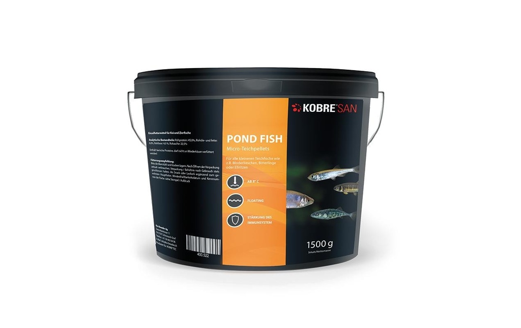Kobre®San Nourriture pour poissons Pond Fish Micro granulés pour bassin, 1.5 mm, 1.5 kg