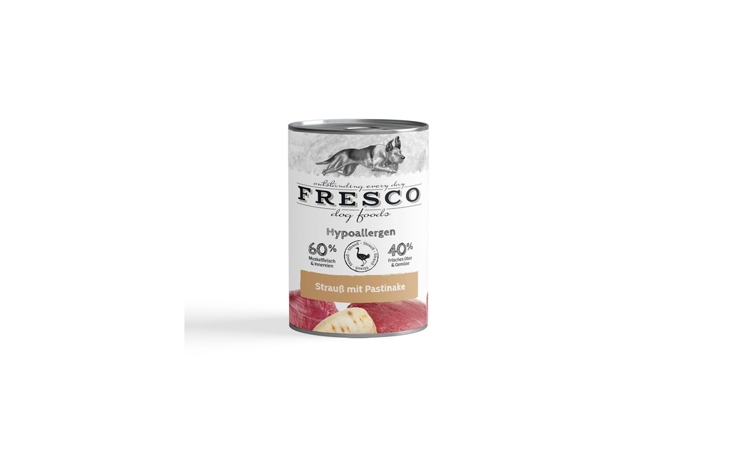 FRESCO Alimentation humide Autruche hypoallergénique 400 g