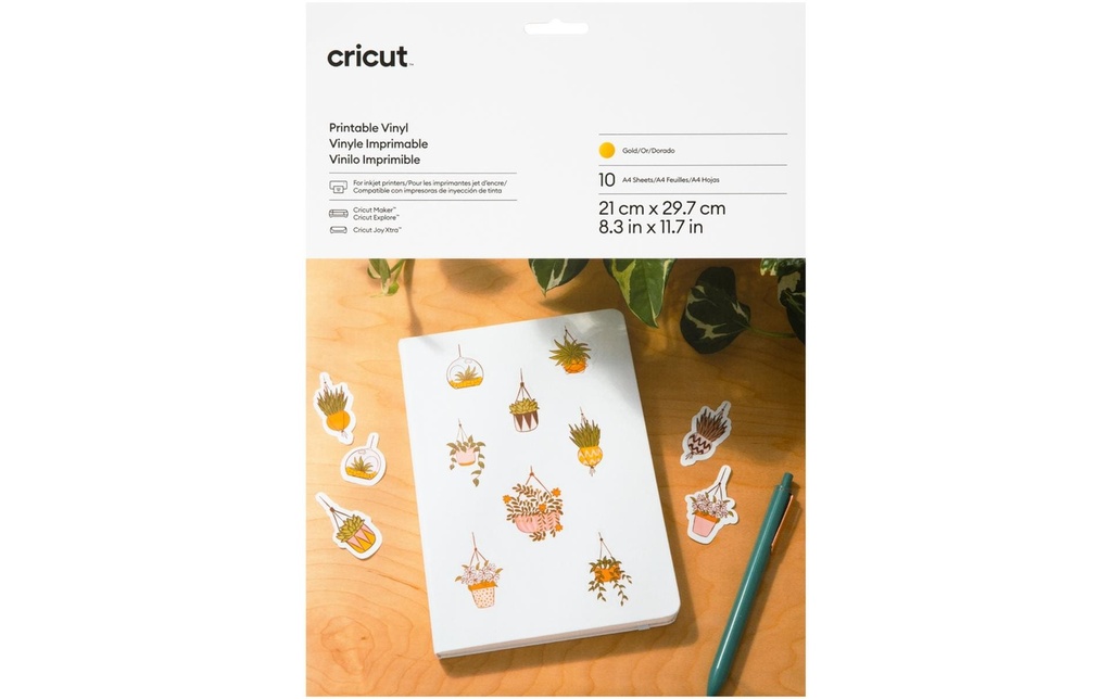 Cricut Film de vinyle Joy Xtra imprimable A4, 10 pièces, Doré