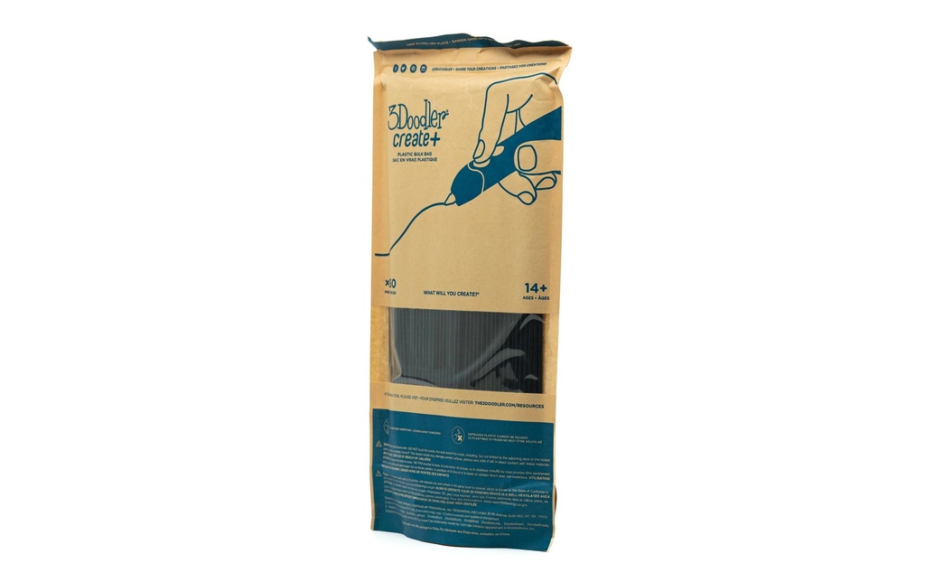 3Doodler Filament de stylo 3D Create+ & Pro+ 250 pièces Noir