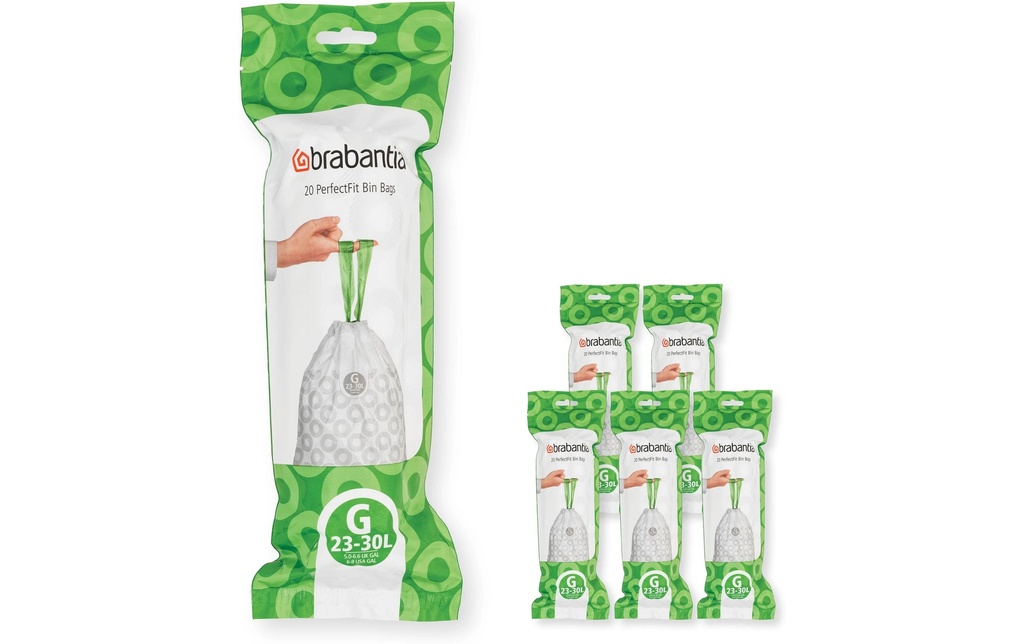 Brabantia Sac à ordures ménagères PerfectFit G 23-30 l, 120 Pièce/s