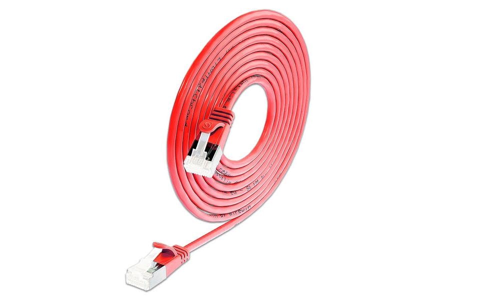 SLIM Câble patch slim RJ-45 - RJ-45, Cat 6A, U/FTP, 1.5 m, Rouge